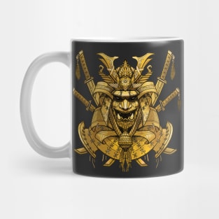 Golden samurai mask Mug